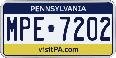 PA license plate MPE7202