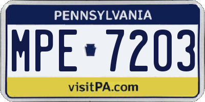 PA license plate MPE7203