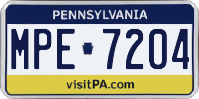 PA license plate MPE7204