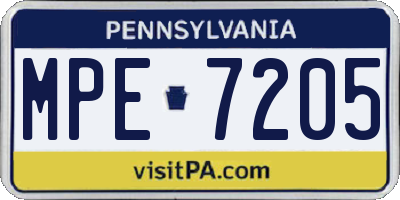 PA license plate MPE7205