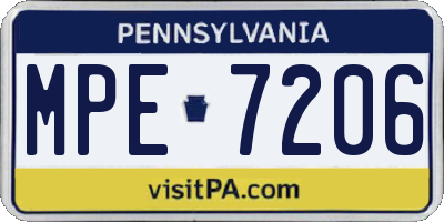 PA license plate MPE7206