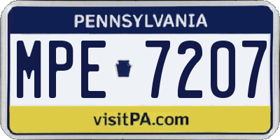PA license plate MPE7207