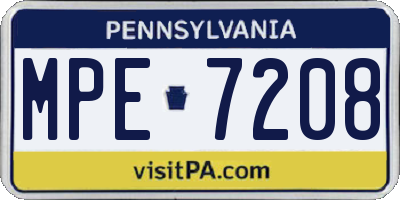 PA license plate MPE7208