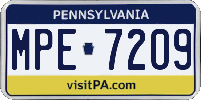 PA license plate MPE7209