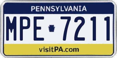 PA license plate MPE7211