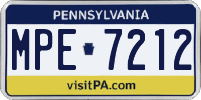 PA license plate MPE7212