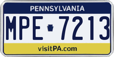 PA license plate MPE7213