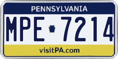 PA license plate MPE7214
