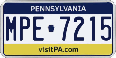 PA license plate MPE7215