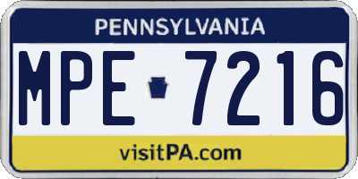 PA license plate MPE7216
