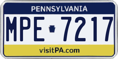 PA license plate MPE7217