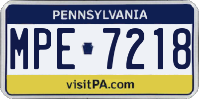 PA license plate MPE7218