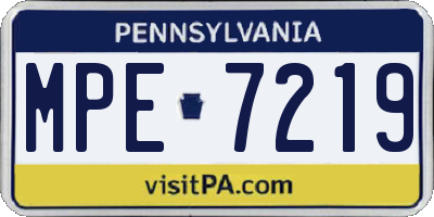 PA license plate MPE7219