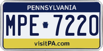 PA license plate MPE7220