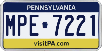 PA license plate MPE7221