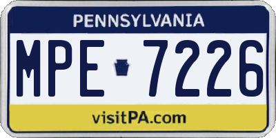 PA license plate MPE7226