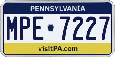 PA license plate MPE7227