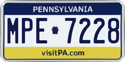 PA license plate MPE7228