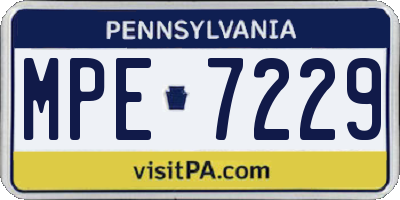 PA license plate MPE7229
