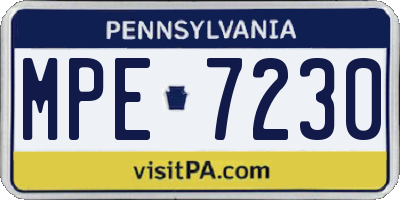 PA license plate MPE7230