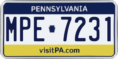PA license plate MPE7231