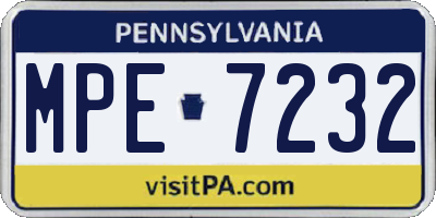 PA license plate MPE7232