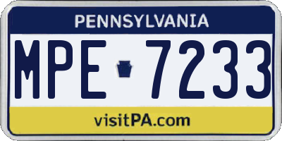 PA license plate MPE7233