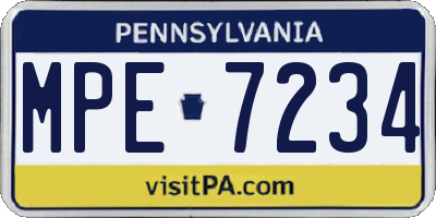 PA license plate MPE7234