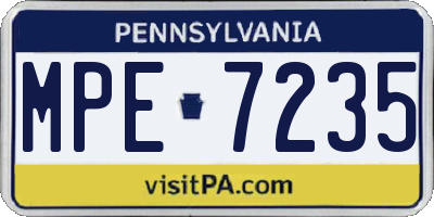 PA license plate MPE7235