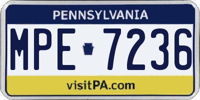 PA license plate MPE7236