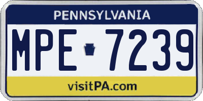 PA license plate MPE7239