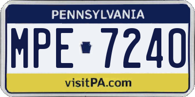 PA license plate MPE7240