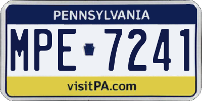 PA license plate MPE7241