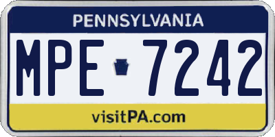 PA license plate MPE7242