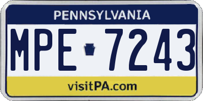 PA license plate MPE7243