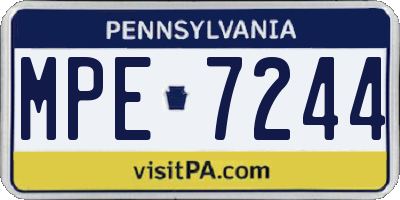 PA license plate MPE7244