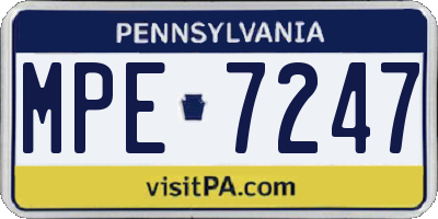 PA license plate MPE7247