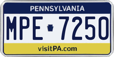 PA license plate MPE7250