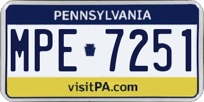 PA license plate MPE7251