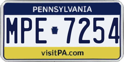 PA license plate MPE7254