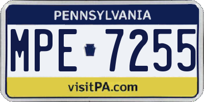 PA license plate MPE7255