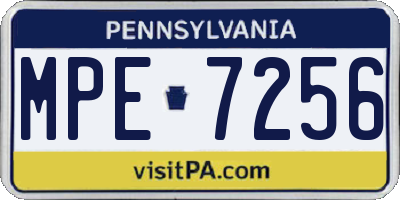 PA license plate MPE7256