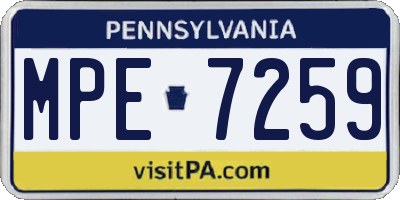 PA license plate MPE7259