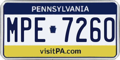 PA license plate MPE7260