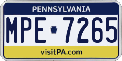 PA license plate MPE7265