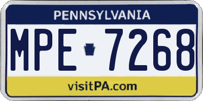 PA license plate MPE7268