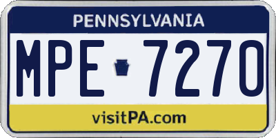 PA license plate MPE7270