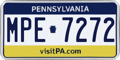 PA license plate MPE7272
