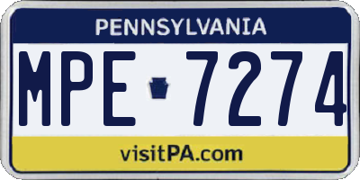 PA license plate MPE7274
