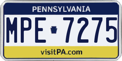 PA license plate MPE7275